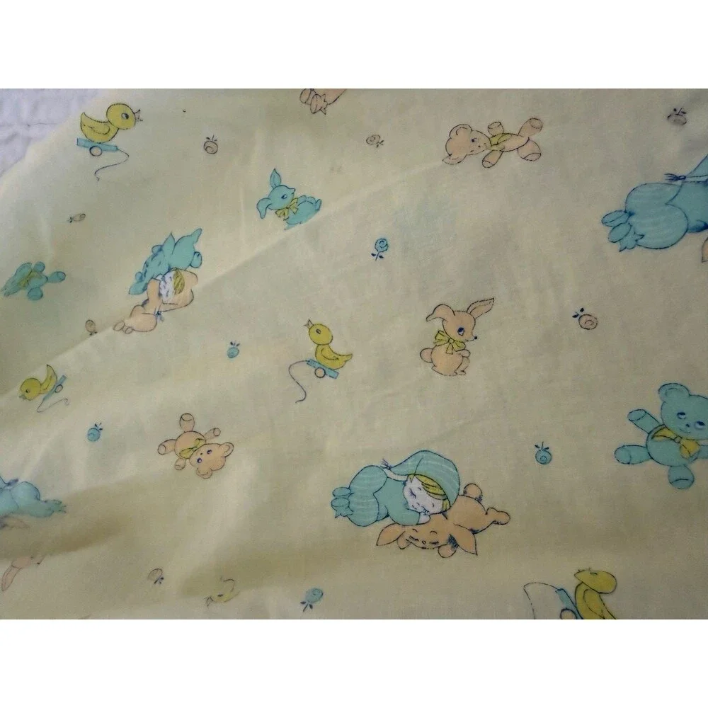 Vintage 1960's Handmade Yellow Baby Crib Skirt Dust Ruffle 16